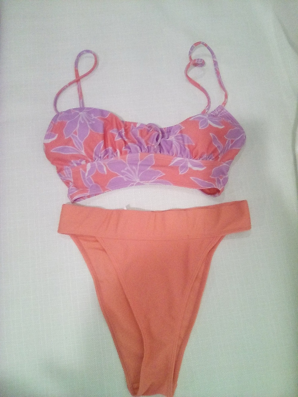 Forever 21 Coral and Lavender Floral Bikini Set